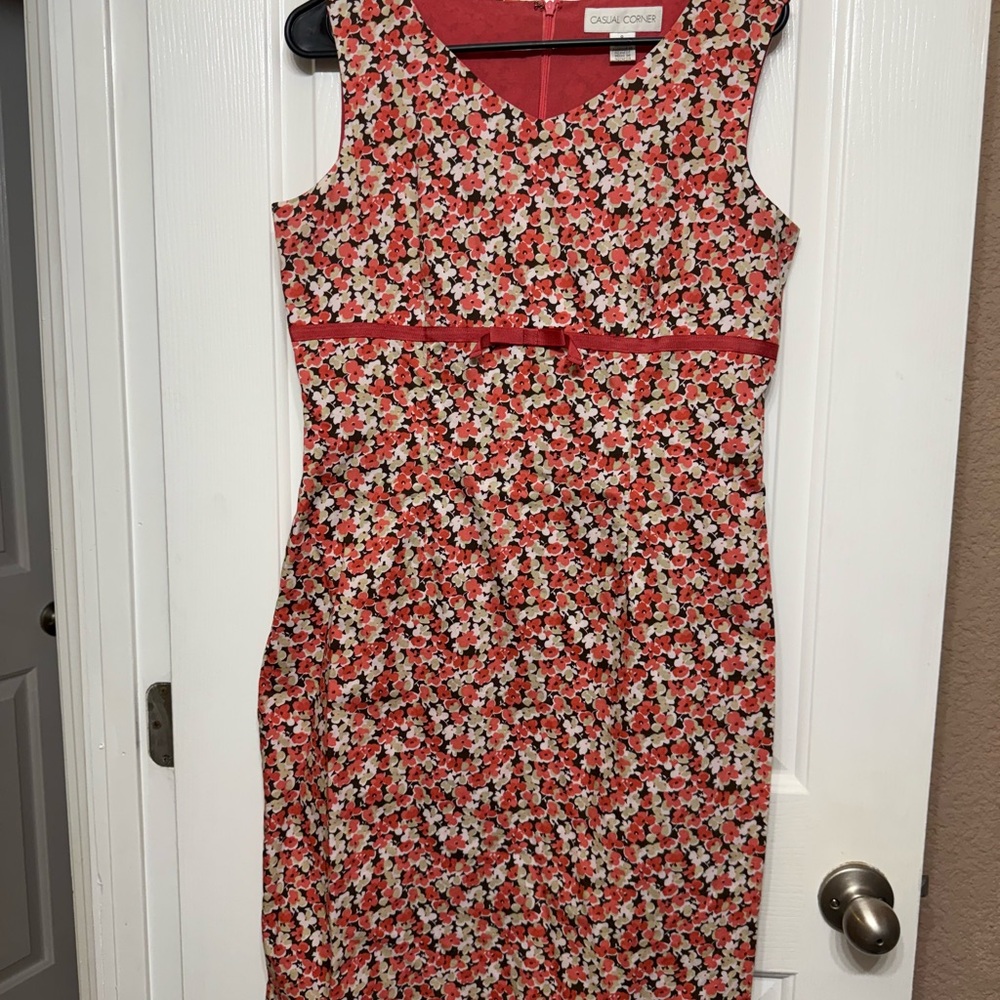 Casual Corner Red Sleeveless Midi Dress